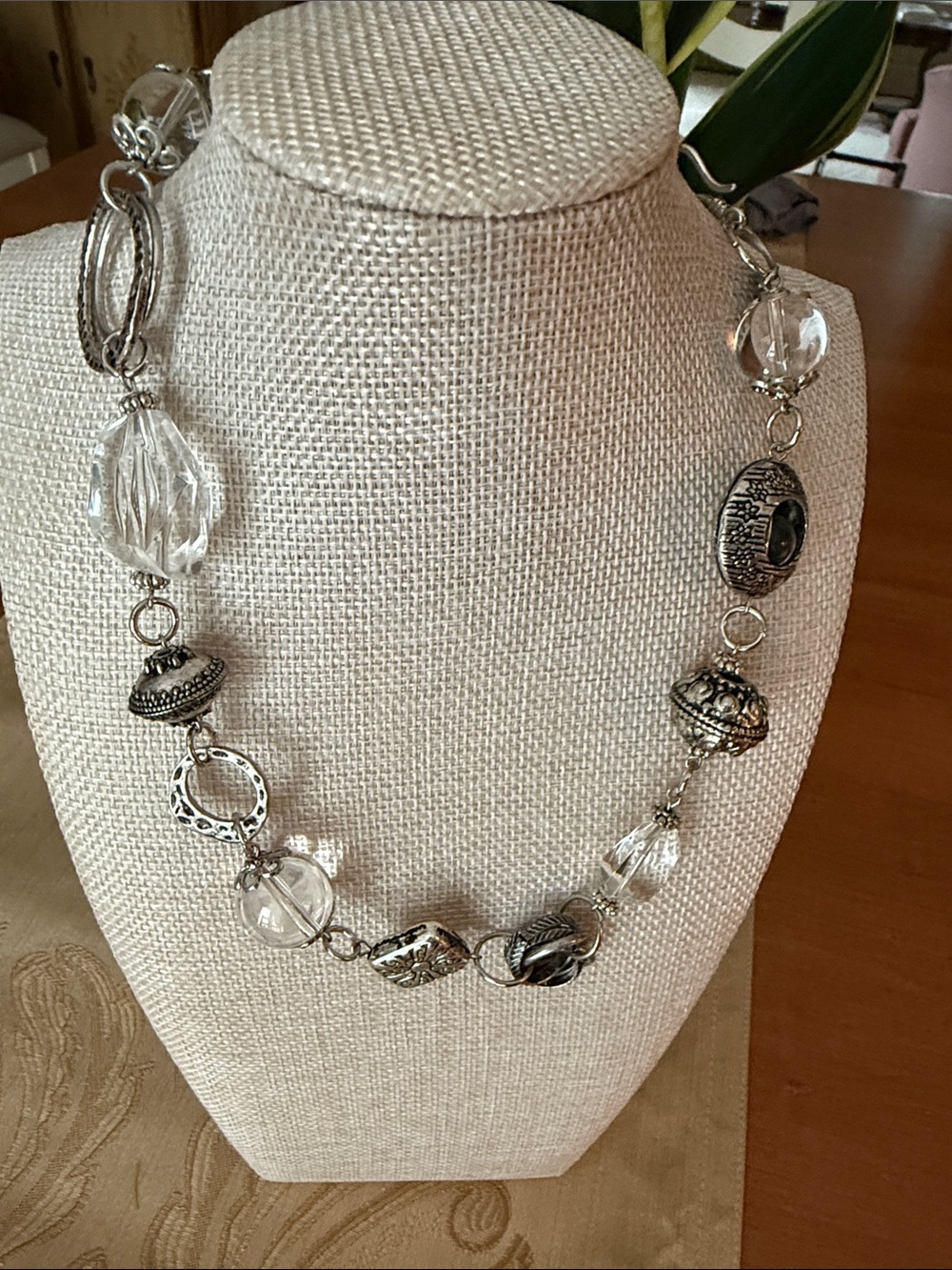 Mialisia Silver-Tone Crystal and silver Bead Necklace - Clear/Silver